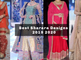 Models displaying sharara designs