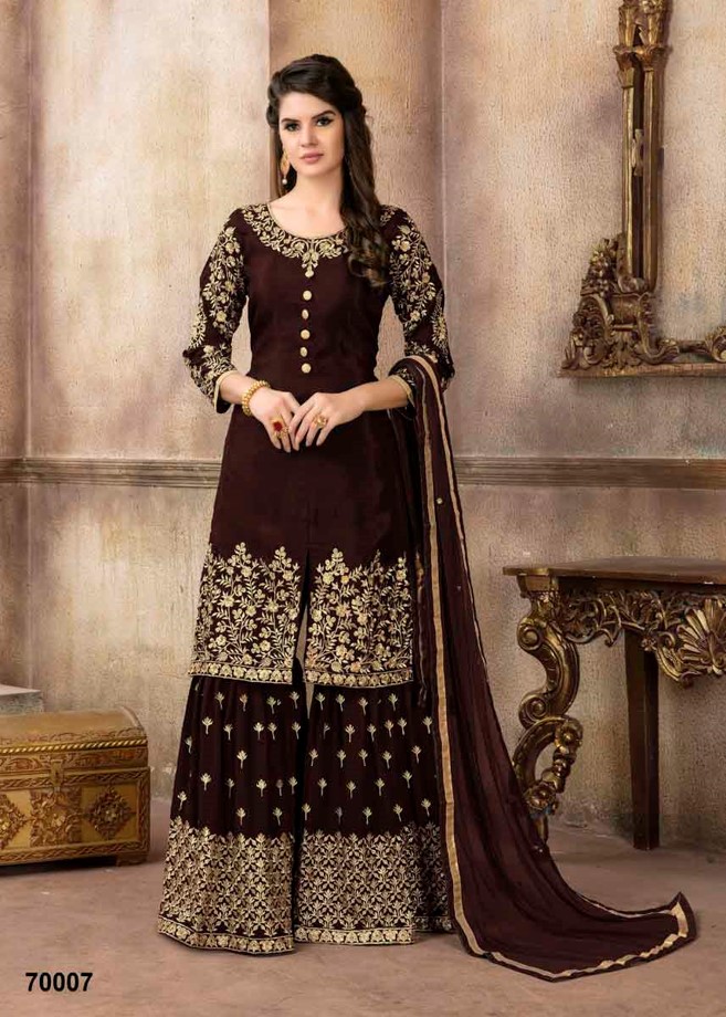 Brown and Gold Walima Dress Design 2020