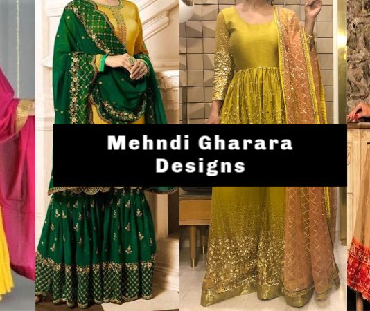 Top Trending Pakistani & Indian Mehndi Gharara designs