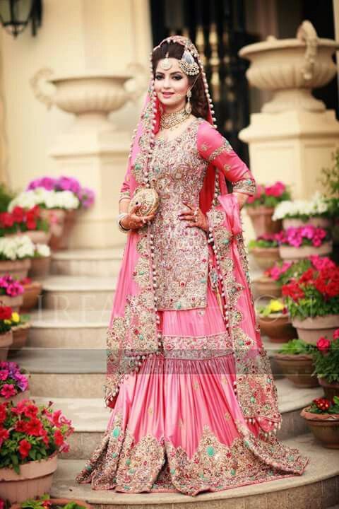 Pink Pakistani bridal dresses for walima