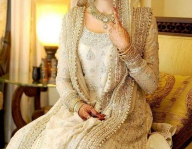 Light Color Nikkah Bridal Dress Design