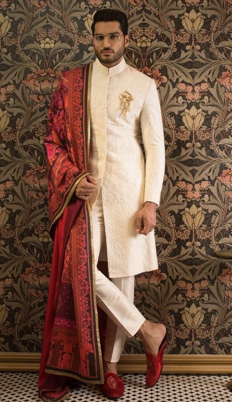 Skin color Mehndi dress for groom