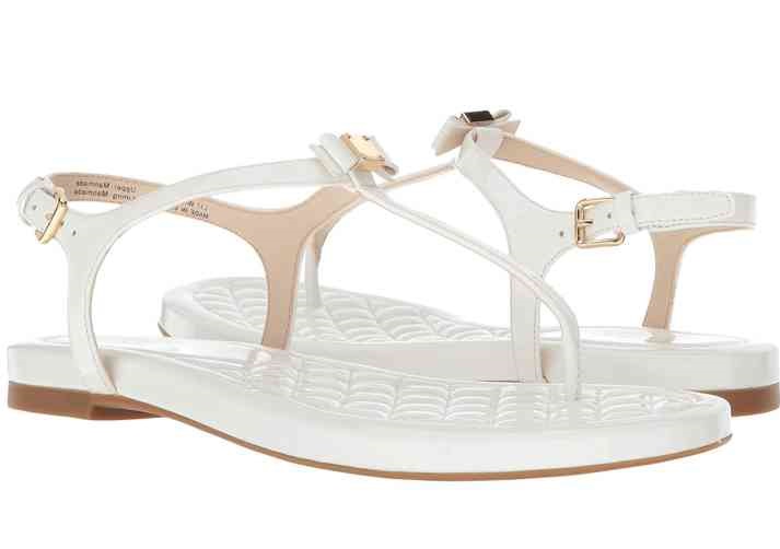 White Buckle Flat Sandals for Wedding